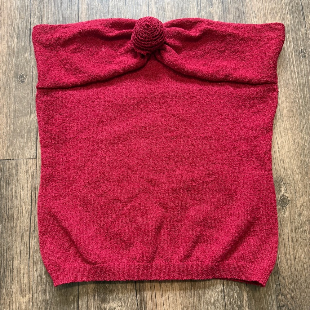 PEPPERMAYO Hidden Hills Knit Rose Strapless Tube Top Maroon Stretch Casual M/L - Picture 4 of 12